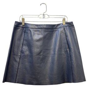 Vince Leather A-Line Skirt Smoke Blue Size 12